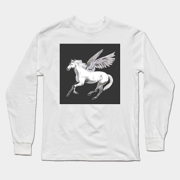 White beautiful horse Long Sleeve T-Shirt by Canimsubensila 